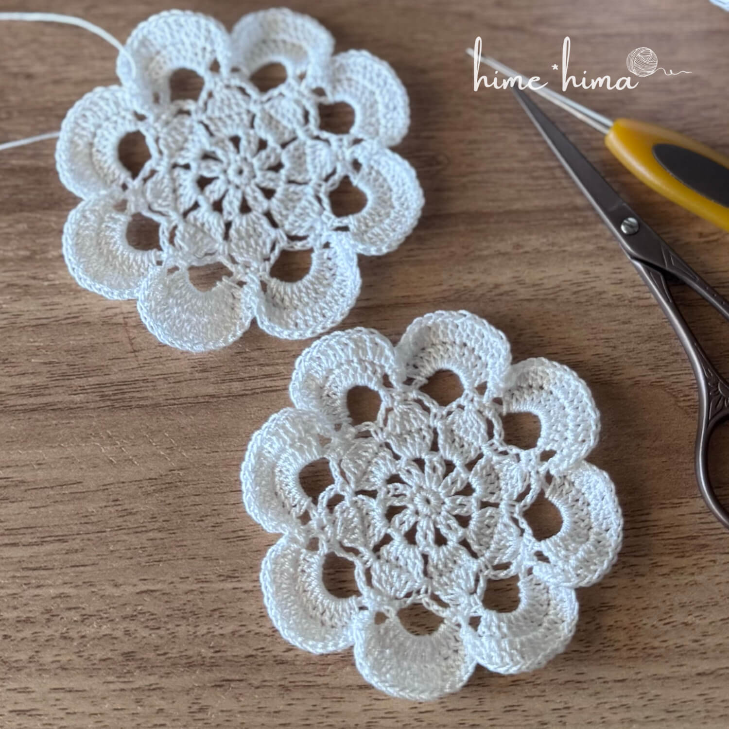 アミュレットモチーフの編み図（花型）（#doily_033)