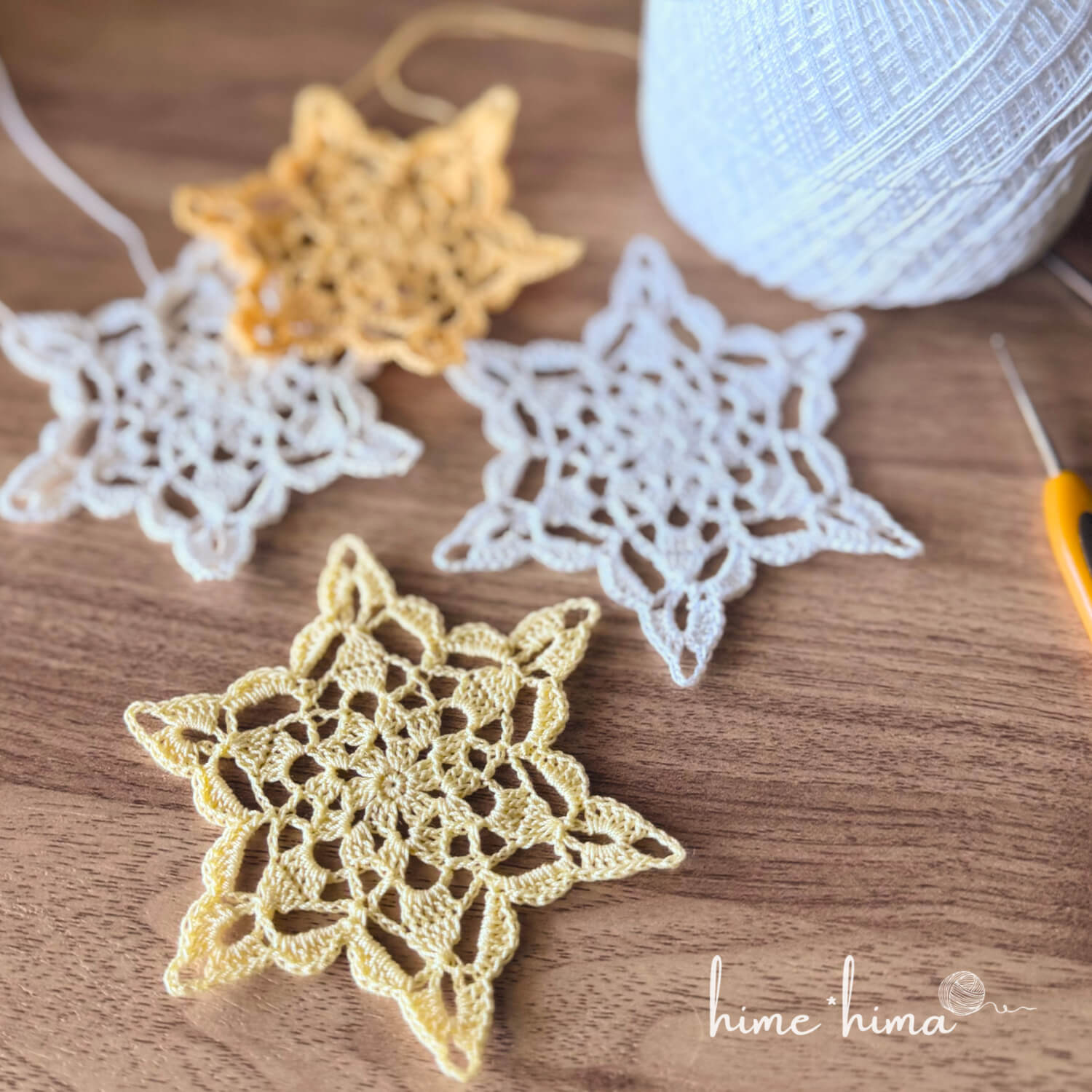 アミュレットモチーフの編み図（雪結晶型）（#doily_035)